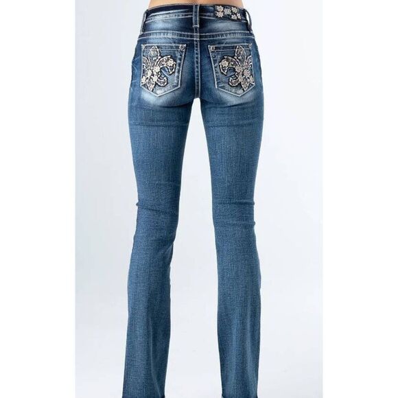 MISS ME Dark Wash Skinny Rhinestone Embellished Jeans Size 28 - Picture 1 of 5